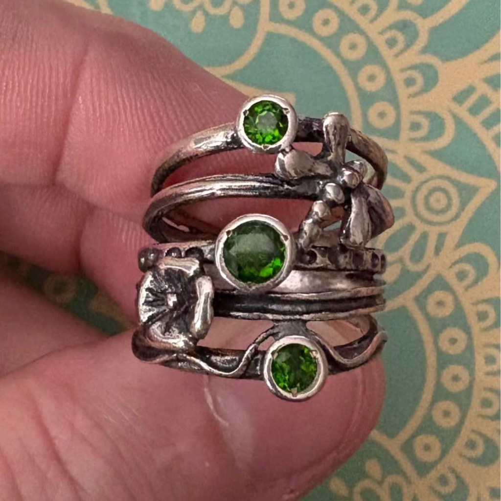 New Without Tags Or Paz Sterling Silver 925 And Chrome Diopside Ring - Size 6